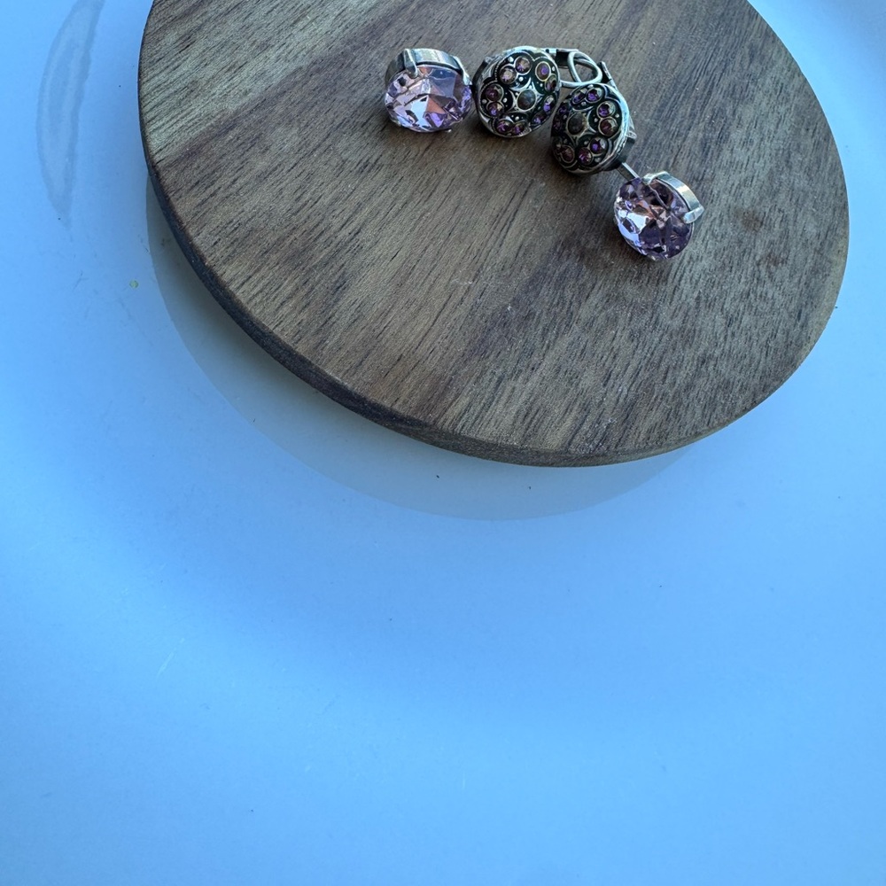 Elegant Silver and Pink lever-back earrings